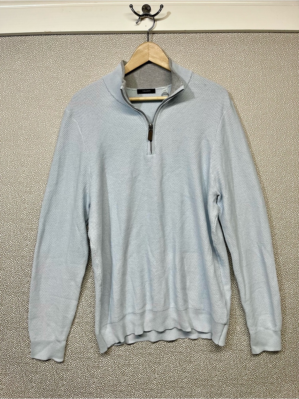 🆕 L Tahari Men's Pale Blue Half-Zip Sweater NWT